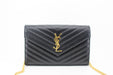 Saint Laurent Monogram Chain Wallet Black