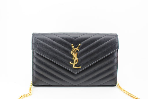 Saint Laurent Monogram Chain Wallet Black
