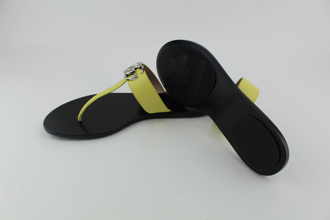 GUCCI LEATHER THONG SANDAL YELLOW