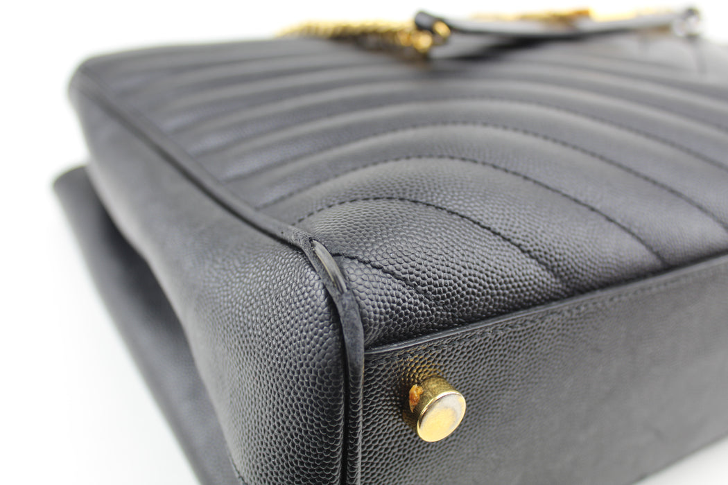 Saint Laurent Cassandra Matelasse Shopper Black Leather Tote