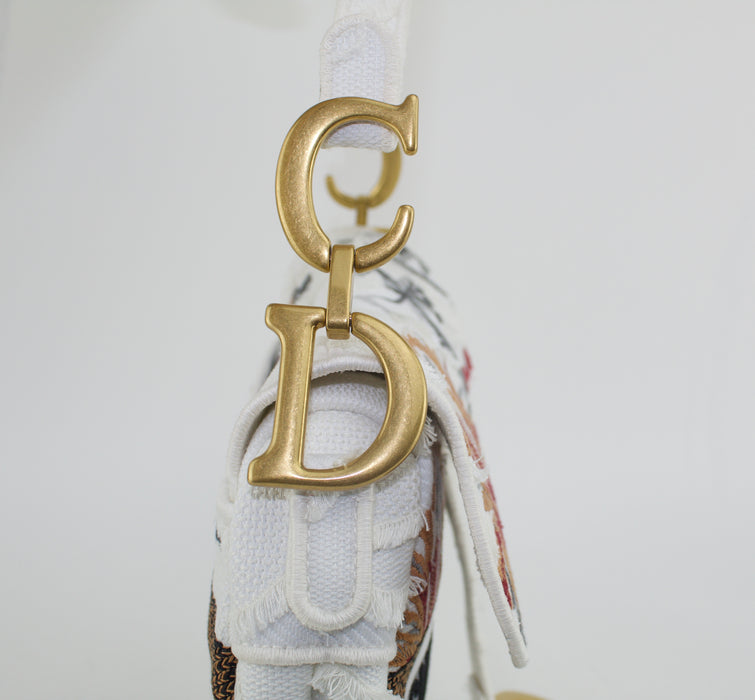 CHRISTIAN DIOR EMBROIDERED SADDLE BAG