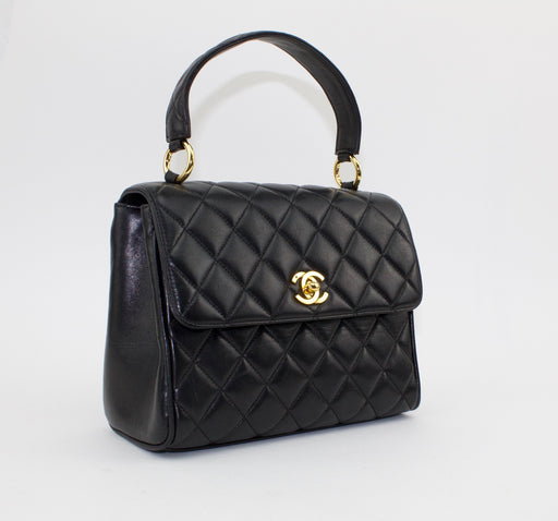 VINTAGE CHANEL TWIN TOP HANDLE FLAP BAG