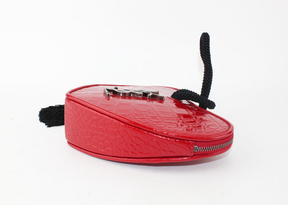 Saint Laurent Heart Croc embossed Clutch