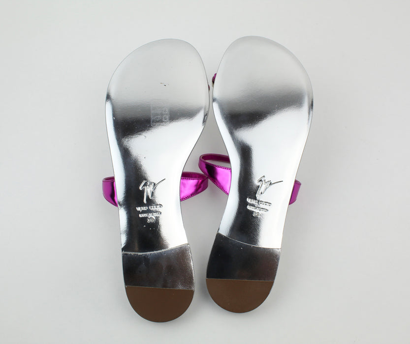 Giuseppe Zanotti Metallic Flat Toe Ring Sandals