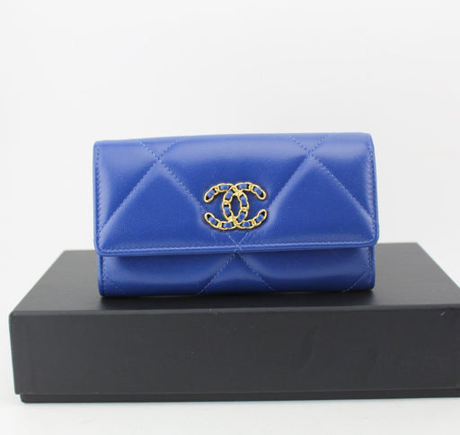 Chanel 19 Flap Blue Wallet