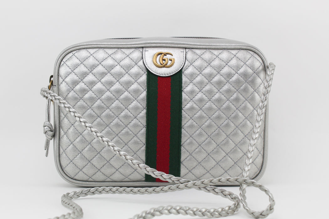 GUCCI METALLIC QUILTED LEATHER SHOULDER BAG