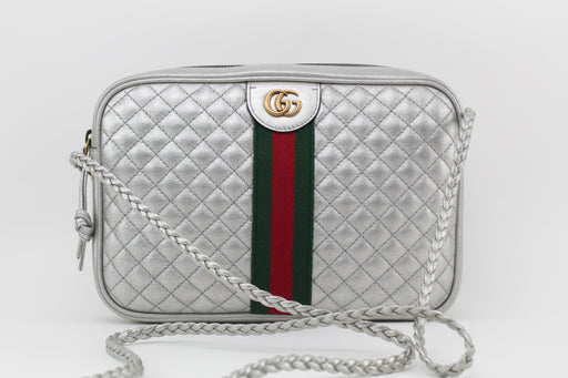 GUCCI METALLIC QUILTED LEATHER SHOULDER BAG