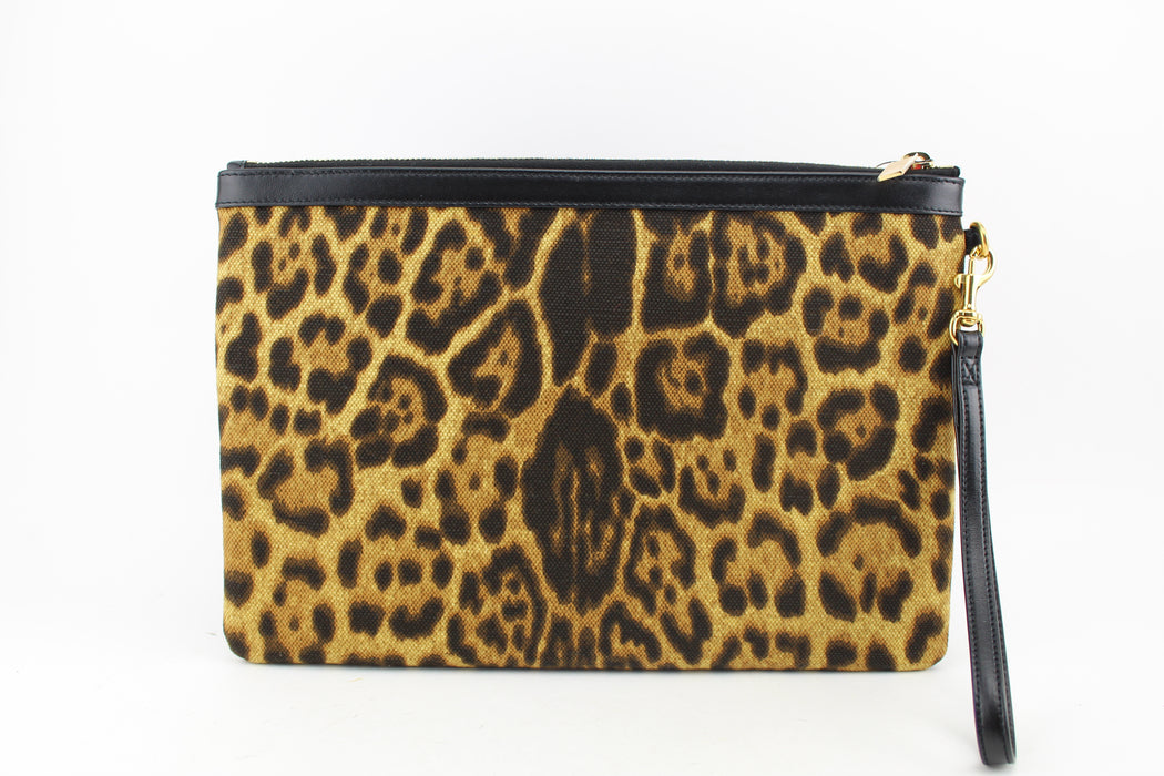 Saint Laurent Rive Gauche Leopard Print Wristlet