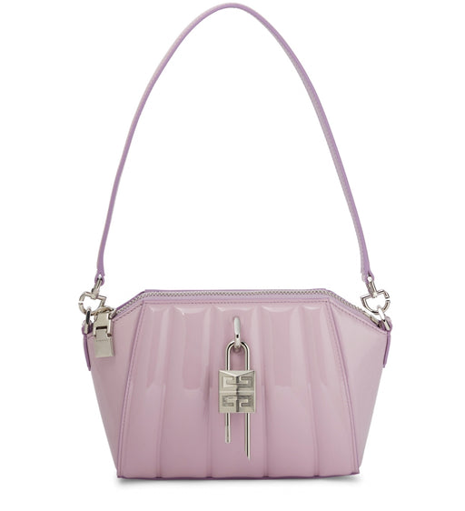 Givenchy XS Antigona Lock Patent Padded Leather Shoulder Bag in Lilac