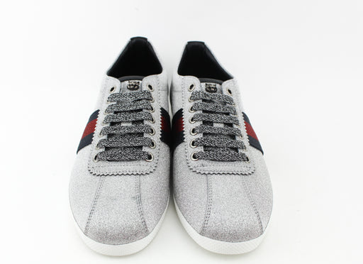 GUCCI WEB STUDDED SNEAKERS SLIVER