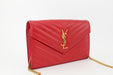 Saint Laurent Monogram Leather Chain Bag Red