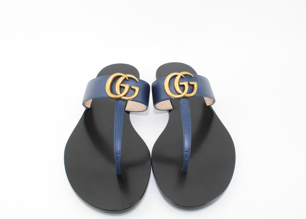 GUCCI LEATHER THONG SANDAL WITH DOUBLE G