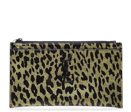 Saint Laurent Leopard Print Leather Zip Pouch