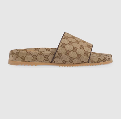 Gucci GG Canvas Slide Sandal in Beige