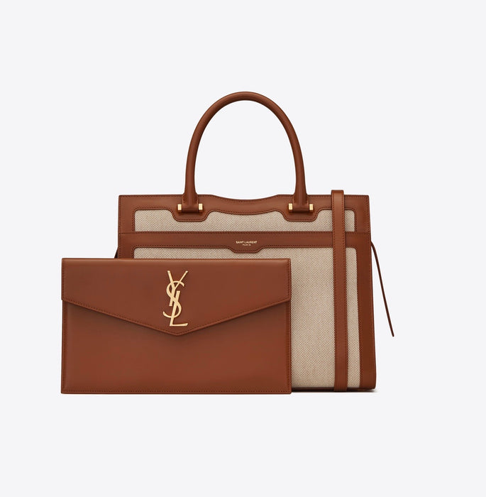 SAINT LAURENT UPTOWN MEDIUM CANVAS SATCHEL BAG