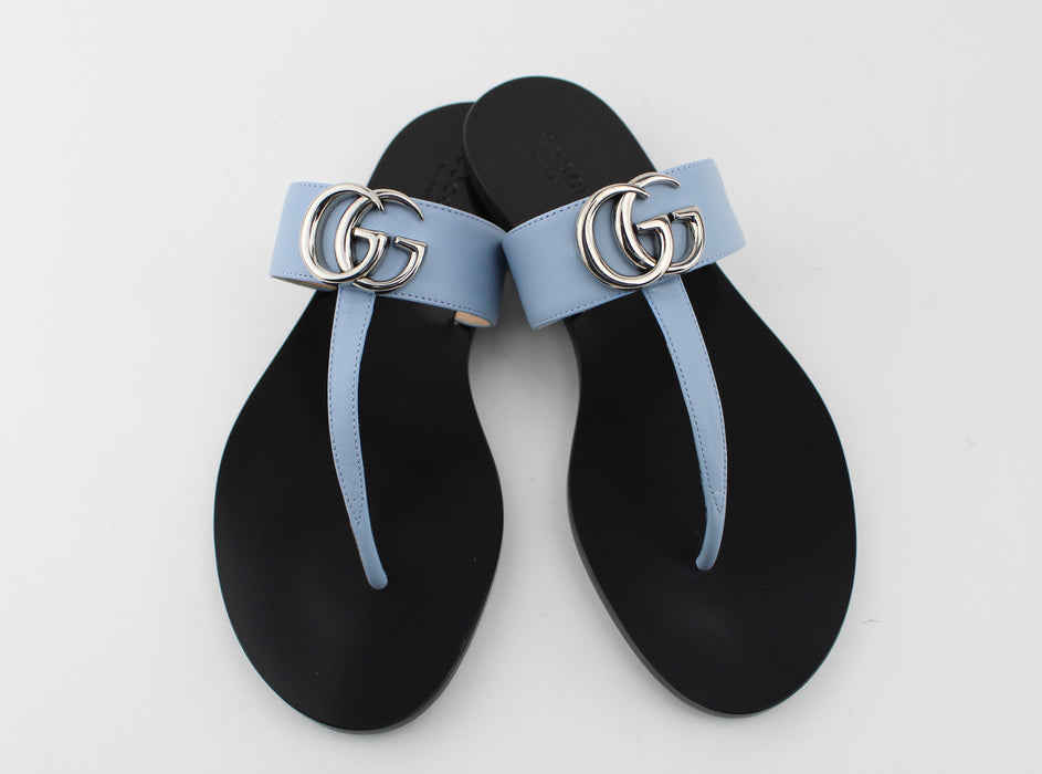 GUCCI LEATHER THONG SANDAL WITH DOUBLE G
