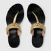 Gucci Leather Thong Sandal Metallic Gold