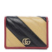 Gucci Calfskin Striped Matelasse GG Marmont Card Case Black Beige
