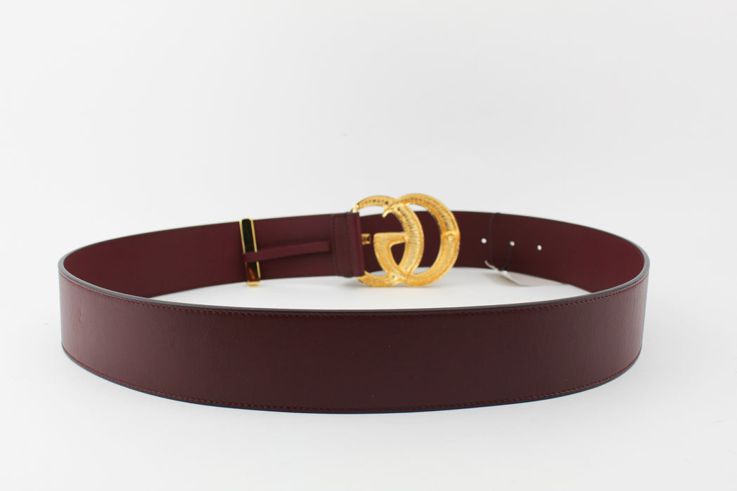 GUCCI LEATHER BELT WITH DOUBLE G BUCKLE