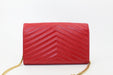 Saint Laurent Monogram Leather Chain Bag Red