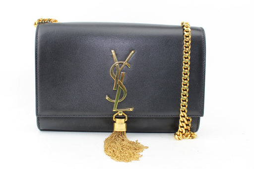 SAINT LAURENT BLACK KATE TASSEL LOGO BAG