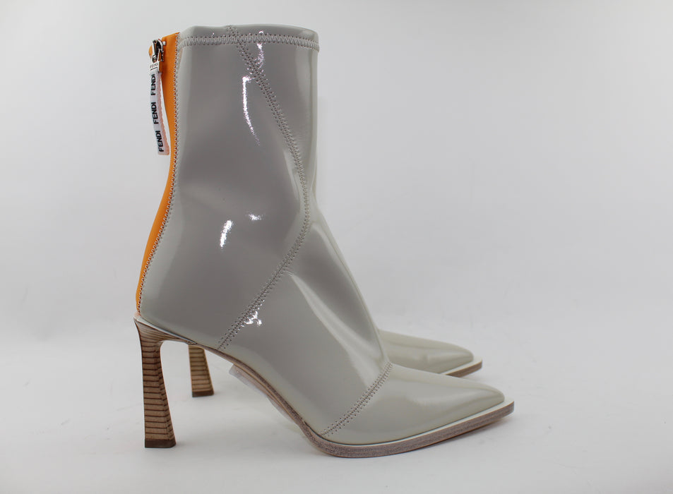 FENDI PATENT NEOPRENE ANKLE BOOTS SIZE 39