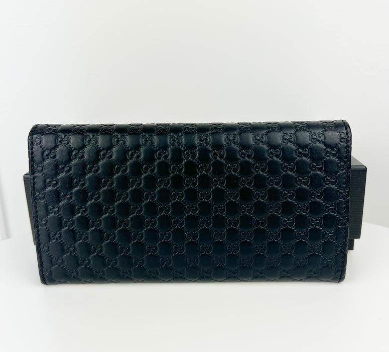Gucci Leather Micro GG Guccissima Black Wallet