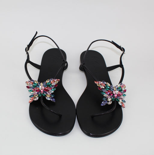 GIUSEPPE ZANOTTI CRYSTAL BUTTERFLY THONG SANDALS - LuxurySnob