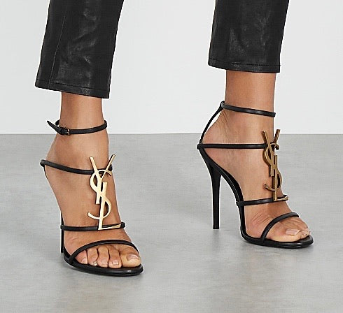 SAINT LAURENT CASSANDRA LEATHER SANDALS