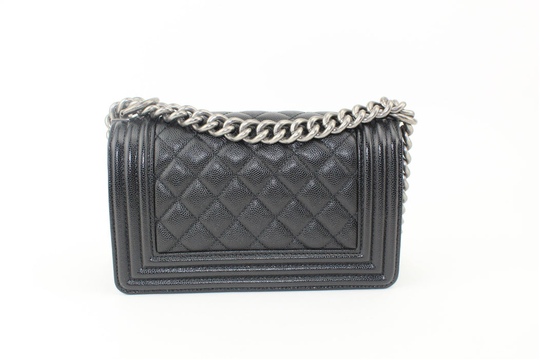 CHANEL SMALL CAVIAR BOY BAG BLACK