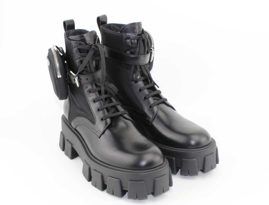 Prada Leather Zip Combat boots
