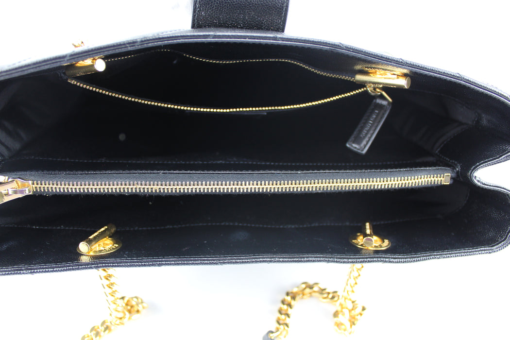 Saint Laurent Cassandra Matelasse Shopper Black Leather Tote