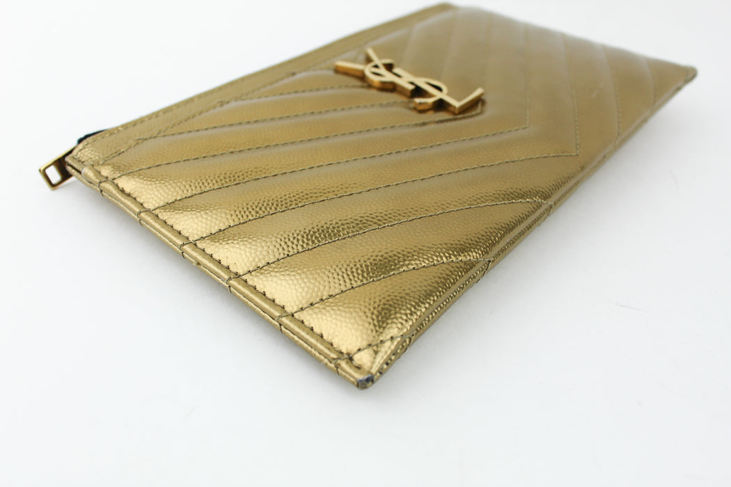 SAINT LAURENT MONOGRAM LEATHER ZIP POUCH