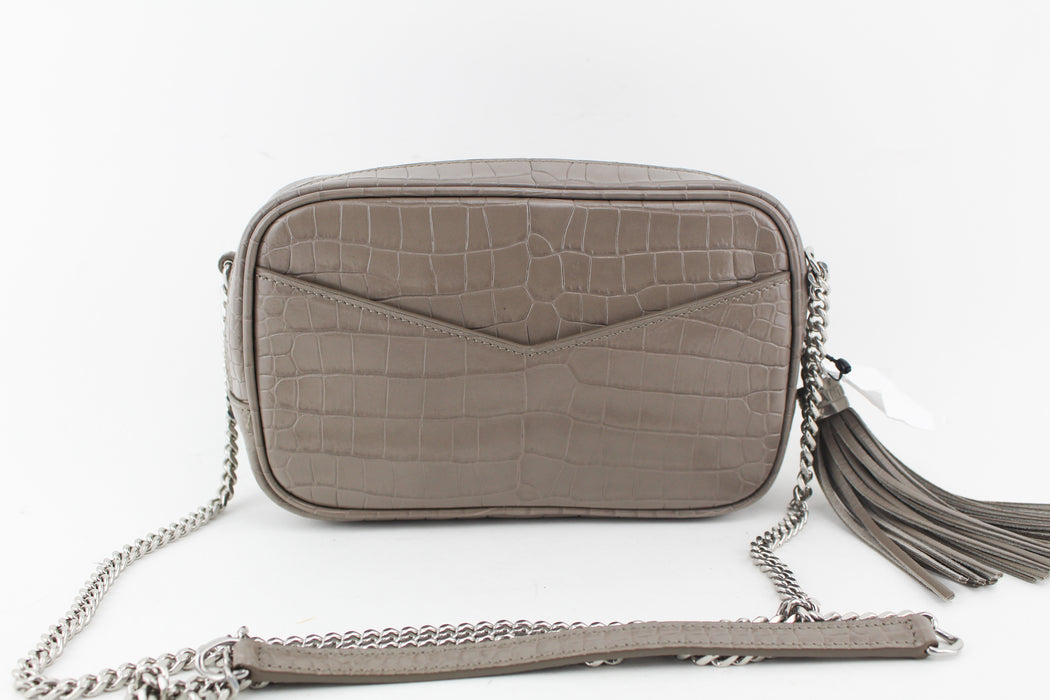 Saint Laurent Mini Lou Croc Embossed Camera bag Taupe