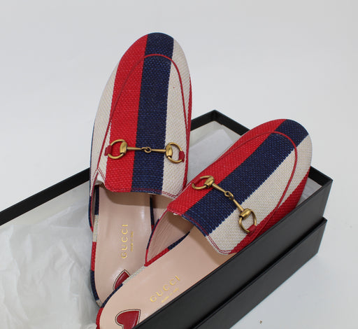 GUCCI PRINCETOWN SYLVIE CANVAS SLIPPERS SIZE 39.5