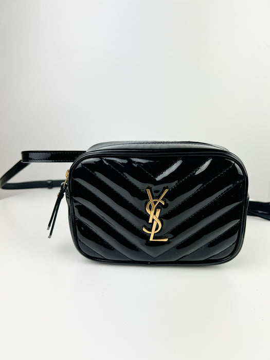 Saint Laurent Lou Camera Patent Black belt bag