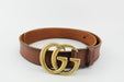 Gucci Leather Belt with Double G Brown