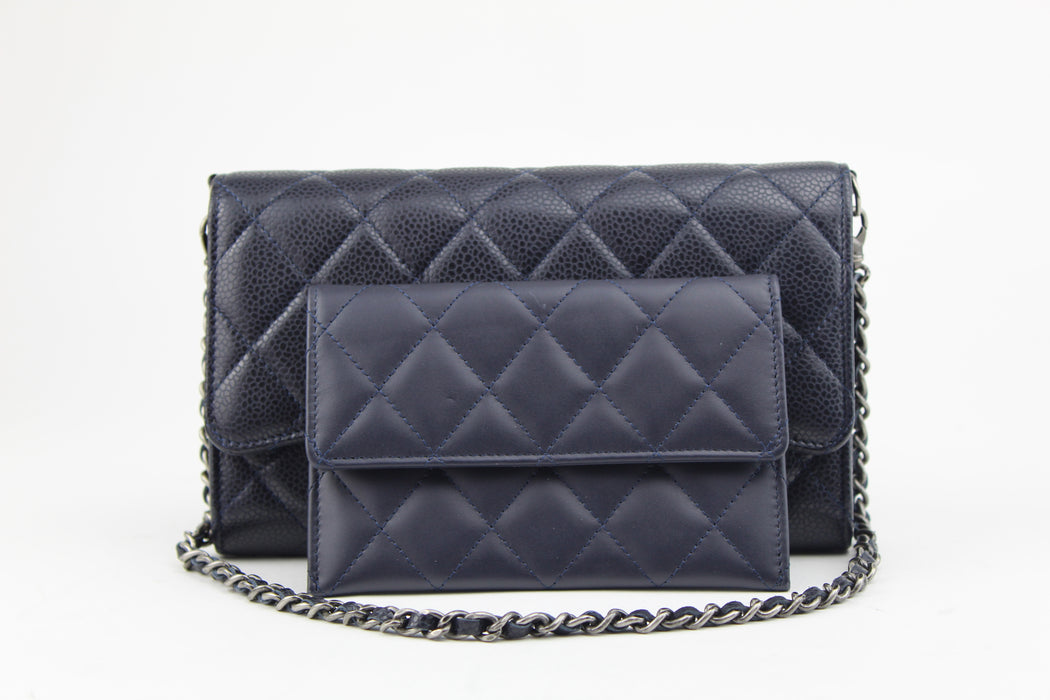 Chanel Navy Wallet with Chain