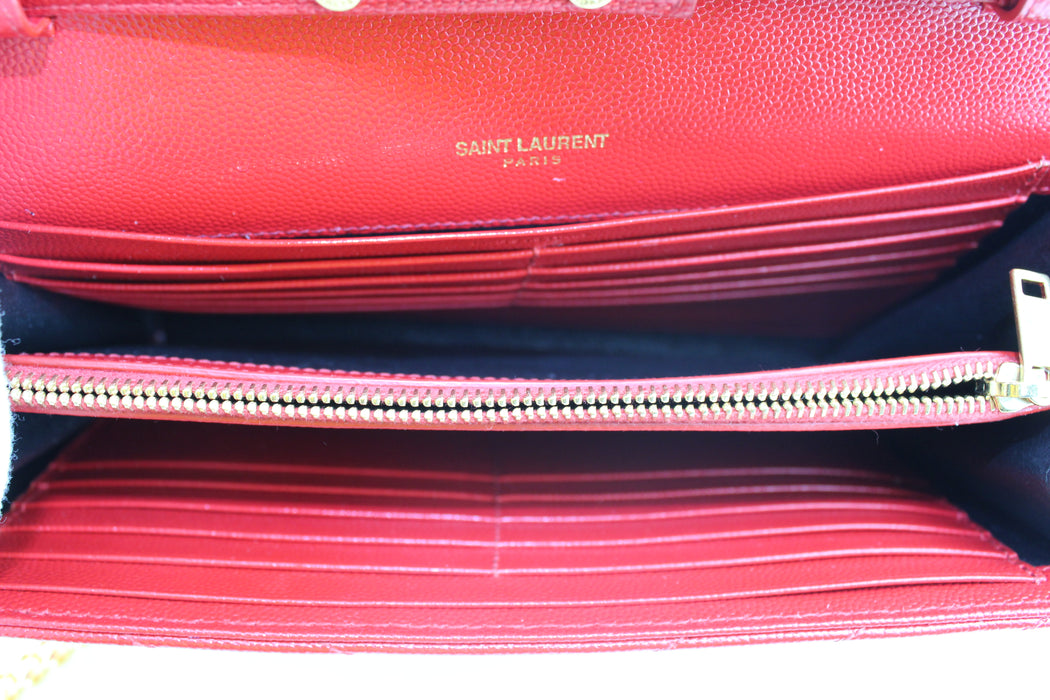 SAINT LAURENT MONOGRAM LEATHER CHAIN BAG RED