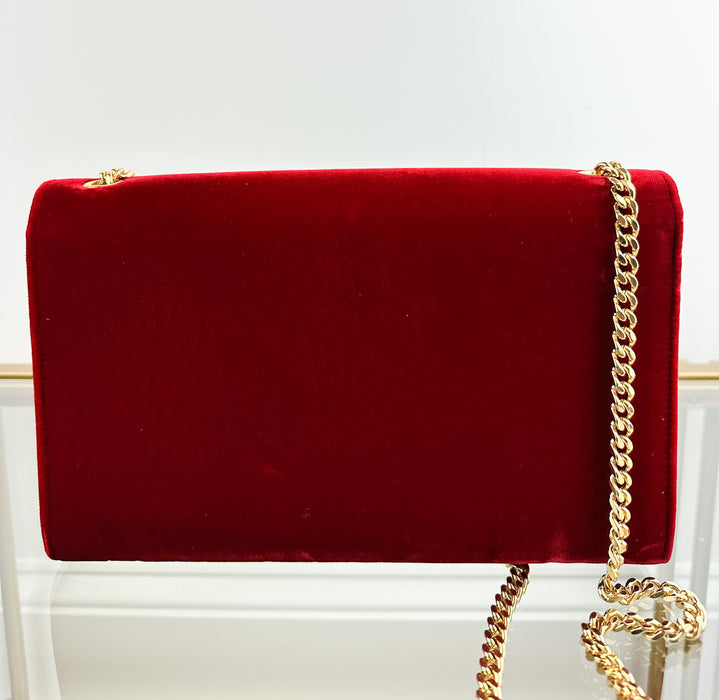 Saint Laurent Velvet Kate Tassel bag Red