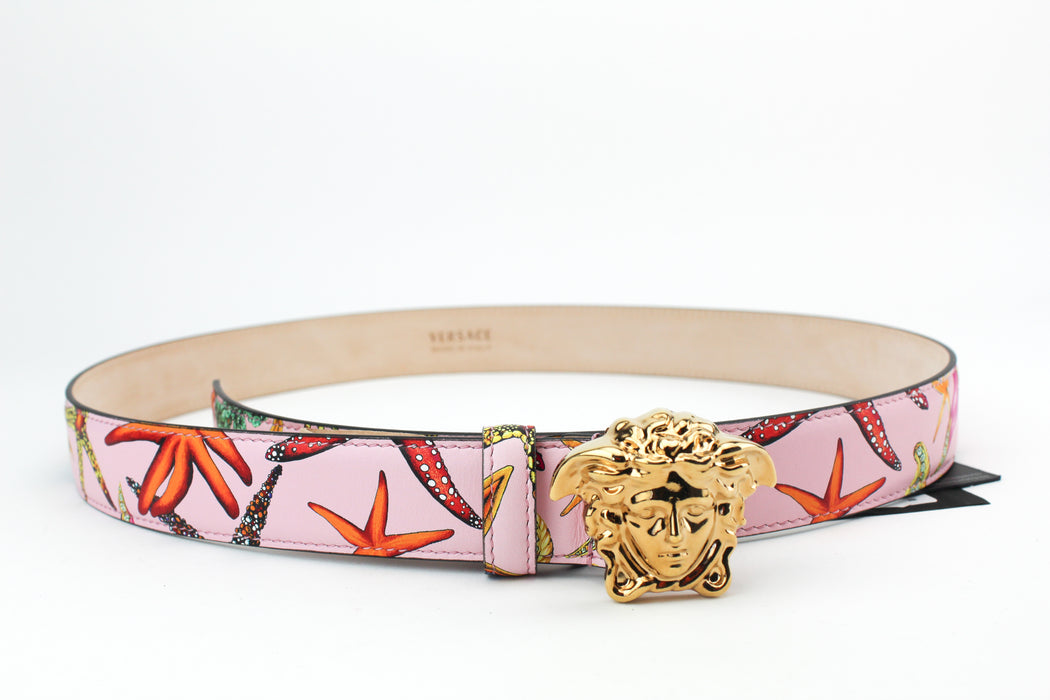 Versace La Medusa Tresor De La Mer Print Belt pink