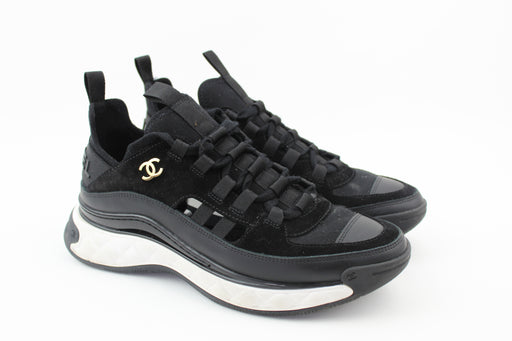 Chanel CC Velvet and Calfskin Trainers