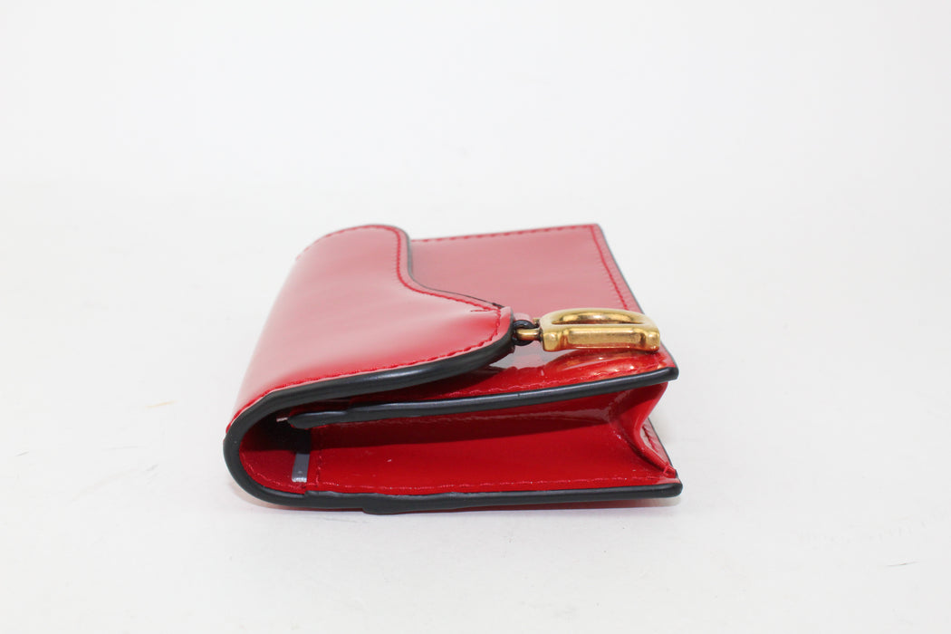 DIOR SADDLE FLAP CARD HOLDER RED