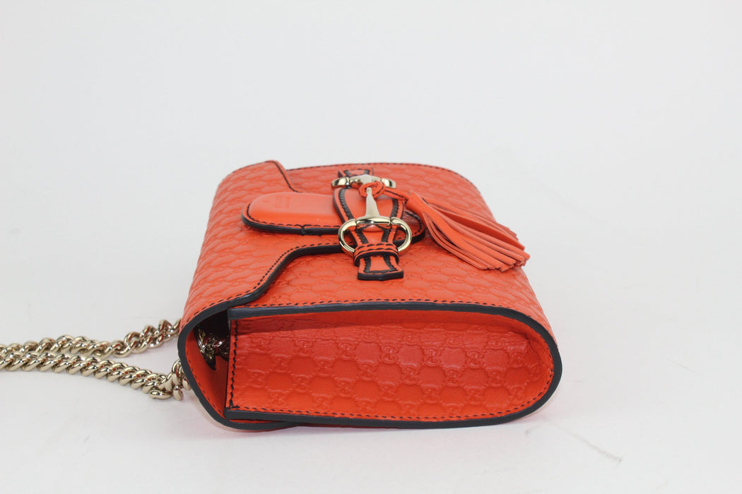 Gucci Emily Guccissima Mini Chain Shoulder Bag Orange