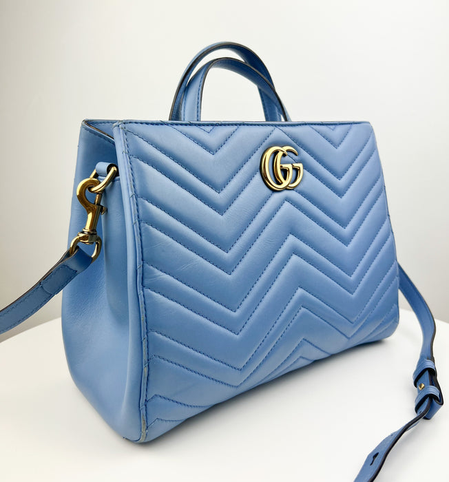 GG Marmont Medium Matelasse Bag in Blue