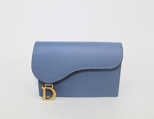 DIOR SADDLE FLAP CARD HOLDER BLUE