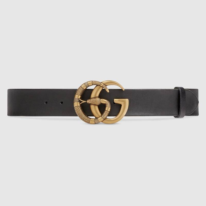 Gucci Double G Leather belt with snake