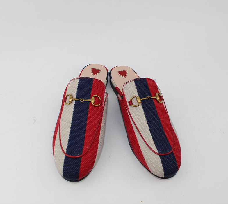 GUCCI PRINCETOWN SYLVIE CANVAS SLIPPERS SIZE 39.5