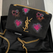 Saint Laurent Kate Black Suede Monogramme Embroidered Hearts Fireworks