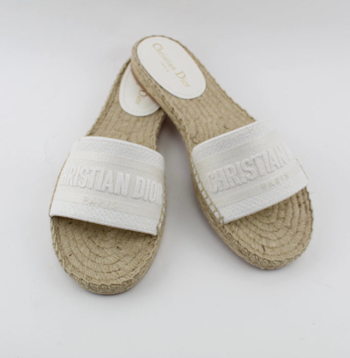 DIOR GRANVILLE OBLIQUE EMBROIDERED COTTON SLIDES - LuxurySnob